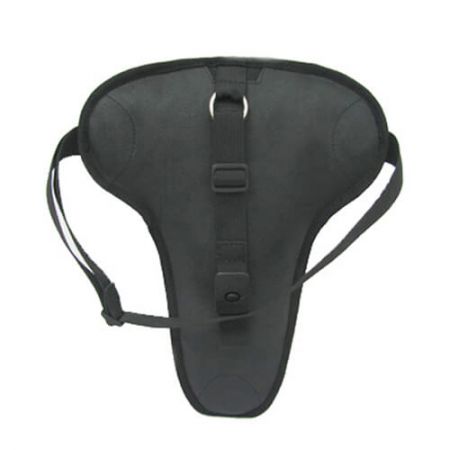 magnetisk tank taske med ikke-slip læder bund og benrem på bagsiden.